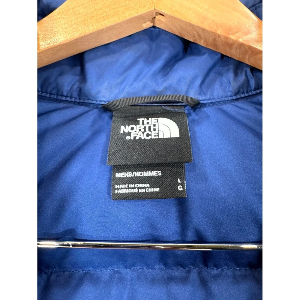 The North Face 550 Down Puffer Vest Mens Large Blue Embroidered Logo Full Zip